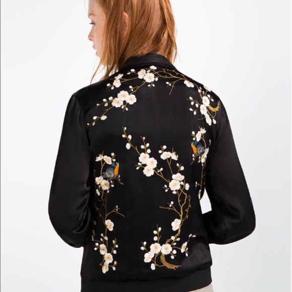 Zara Jackets & Coats Zara Cherry Blossom Embroidered Jacket Poshmark